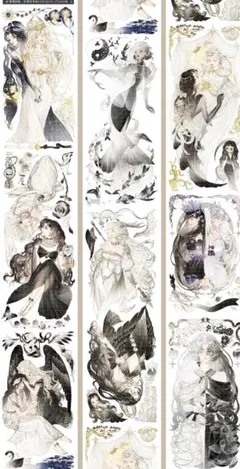 223.海外マステ 海外マスキングテープ 墨曦昭融 PET贝壳光 人物マステ