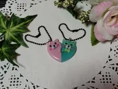 レジン ハンドメイドペアキーホルダー 猫 カップルや友達と半分こ❤