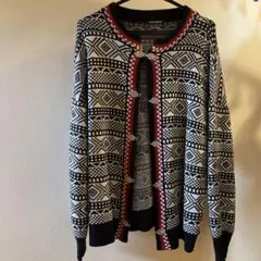 幾何学模様の長袖カーディガン