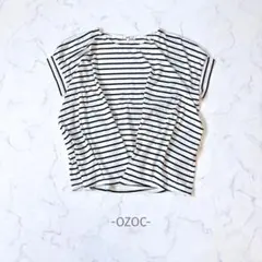 OZOC/半袖トップス/38/白×黒/ボーダー/カジュアル/ゆったり/綺麗めのサムネイル