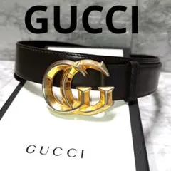 ✨️美品✨️GUCCIグッチレザーベルト　正規品ダブルGG マーモント　ブラウン