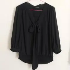 ZARA ブラック ボウタイブラウス S