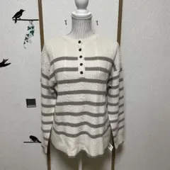 SM2 ケーブル編みボーダー柄前後2WAYニット