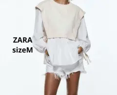 ZARA ザラ　トップス　ドッキングシャツ　ブラウス　長袖　春服　コットン　春