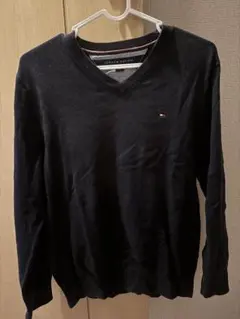 TOMMY HILFIGER Vネック薄手ニット ブラックのサムネイル