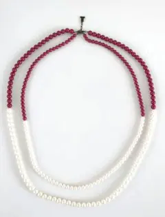 ランバン*2重パール　ロングネックレス