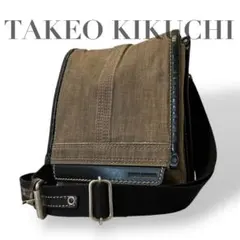 タケオキクチ　ショルダーバッグ　サコッシュ　肩がけ　キャンバス　レザー　メンズ