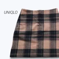 a2490▶ユニクロ　UNIQLO　ウールブレンドミニスカート　チェック　秋冬のサムネイル