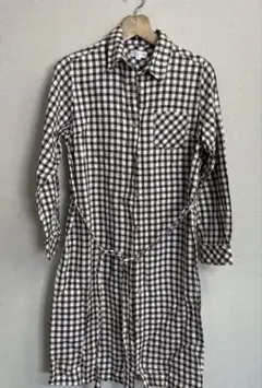 マタニティワンピース　ギンガムチェック柄コットンワンピース 9号
