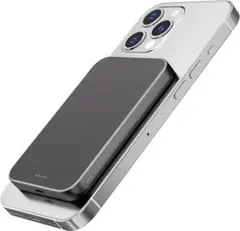 Magsafe対応 モバイルバッテリー 10000mAh 軽量薄型　チタン灰色