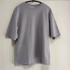 UNIQLO_U エアリズムコットンオーバーサイズＴボーダー 5分袖（グレー）