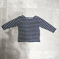 100 ネイビーボーダー 長袖ロングTシャツ 長袖カットソー フタフタ