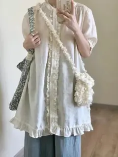 つる花レース日系・軽薄・光沢感のあるフェアリー風羽織りカーディガン