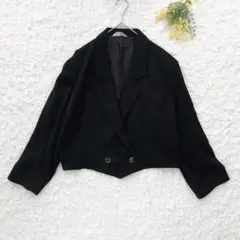 カローレ　クロップドテーラードジャケット　黒　L ゆったり　シンプル　大人上品