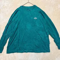 ディッキーズ カットソー クルーネック 長袖 ロゴ刺繍 緑 S 緑 カジュアル