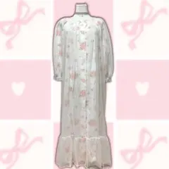 vintage 姫ギャル ロリータ 花柄 ホワイト ピンク ランジェリーガウン