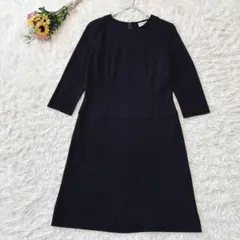 美品＊Ra Dieux Dieuse　ウール混　七分袖ワンピース　ひざ丈　黒　M