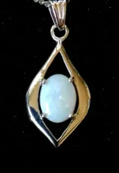 silver ミルキーオパール カボション vintage ネックレス ｂ47