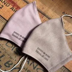 ハンドメイド布マスク★10107 大人用 ダンガリー ピンク。綿麻 くすみピンク