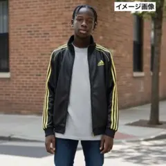 か*や様 adidas ブラック/イエロー ストライプジャージ S
