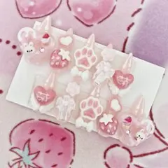 ぴんく♡ネイルチップ 量産型 地雷系 ゴテゴテ ロング