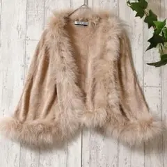 SCOT CLUB ふわふわフェザーファー付きボレロ ベージュ 9号