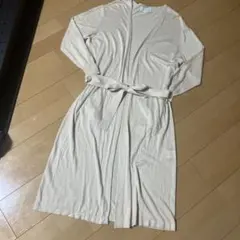 ★シンプルロングカーディガン　アイボリー　 M 春秋　薄手　フリーサイズ 160
