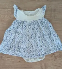 プチバトー ロンパース ワンピース 12m 74cm 鳥 花柄