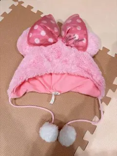 ミニー★ファンキャップ★耳付き帽子58cm★ディズニー★ピンク★リボン★被り物