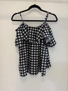 NICE CLAUP ギンガムチェック オフショルダー