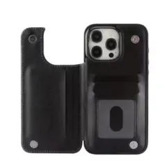 新品　ブラック 手帳型 iPhone14Pro用ケース カードポケット付き