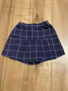 【branshes】ネイビー チェック　スカート風ショートパンツ 100