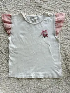 BeBe フリル袖リボンTシャツ 120