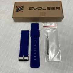 EVOLBER 腕時計ベルト シリコンラバー 完全防水加工 22mm ネイビー