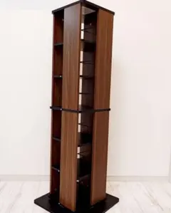 ケルブル 回転ブックラック 回転式 本棚 ダークブラウン 6段 ※中古 美
