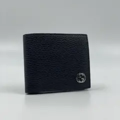 □未使用□ GUCCI インターロッキング　折り財布　レザー　ブラックのサムネイル