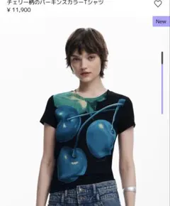 desigual デシグアル チェリー柄のパーキンスカラーTシャツのサムネイル