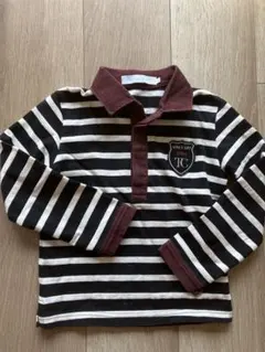 Bebe 長袖 ポロシャツ べべ 黒白　ストライプ　タルティーヌエショコラ