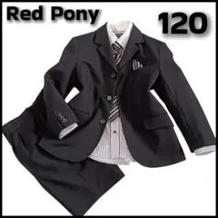 美品【120】男の子 Red Pony フォーマルスーツ 5点 黒 卒園 入学式