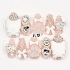 【現品】ネイルチップ 薄ピンク 地雷系 量産型 サブカル ゆめかわ おくすり