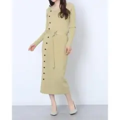 ★新品★マイストラーダ Mystrada アシメリブワンピース （黄緑）