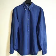 ラルフローレン INDIGO OXFORD 長袖シャツ 胸ポニー刺繍 LG