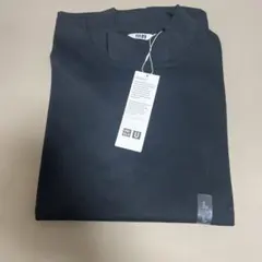 【新品未使用】ユニクロU ブラッシュドモックネックTシャツ　Lサイズ　ブラック