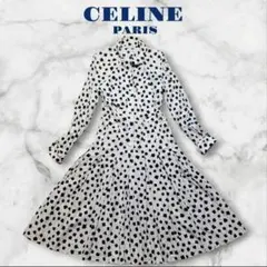 【希少】CELINE セリーヌドット柄 ロングワンピース トランプ柄 フレアのサムネイル