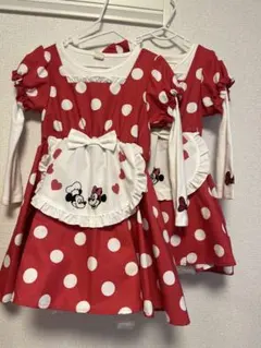 新品 100＆110cm ディズニー ミニーちゃん なりきりワンピース お揃い 