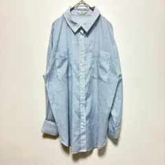 ナイスクラップ　シャツ　長袖　ストライプ　青　白　春夏秋　ゆったり