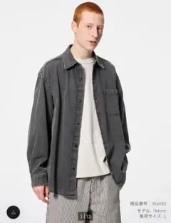 【美品】ジーユー　GU　ウォッシュドシャツデニム　デニムシャツ　ブラック　S