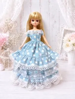 ハンドメイド☆レース編みロングドレスリカちゃん着せ替えお洋服