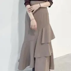 【美品】COCODEAL アシメラッフルティアード ロングスカート