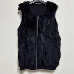 icb黒ファー ジップアップベスト
